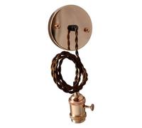 Ciondolo lampada vintage E27 con interruttore, finitura in rame elegante. Ideale per dare un tocco retrò e caldo alla tua casa. Combina stile e funzionalità in ogni illuminazione.