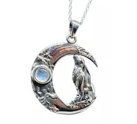 Ciondolo lepre che guarda la luna pietra di luna argento sterling 925...