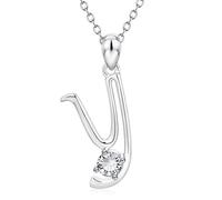 Ciondolo Lettera Iniziale con Pietre Zircone, Collana donna con ciondolo lettere diverse, Ciondolo Lettera A~Z Gioielli, Collana donna con Portagioie, per Fidanzata Figlia, argento, Lettera Y