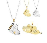 Ciondolo libro inciso personalizzato Collana in acciaio inox Apribile Collana libro cuore personalizzato con 6 pagine di informazioni incise Collane I Love You