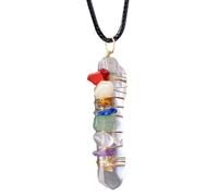 Ciondolo Loading... in pietra - Amuleti di pietre preziose colorate con avvolgimento di filo di rame | collana di ghiaia colorata, accessori di gioielli fatti a mano per ragazze, yoga, uso