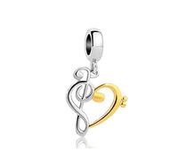 Ciondolo LSxAB a Forma di Nota Musicale per Amanti della Musica Compatibile con Braccialetti Pandora Charms, Rame, Nessuna pietra preziosa