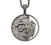 Ciondolo Lupo Witcher Geralt di Rivia Color Grigio Antracite Lupo Bianco Medaglione Vichingo Ciri Triss Yennefer Talismano Accessori Auto Ciondoli per Specchietto Magia Idea Regalo Cosplay