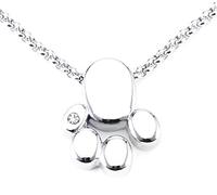 Ciondolo magnetico a forma di zampa, con ciondolo a forma di orsacchiotto, argento con catena a maglie con cristalli solitari scintillanti + collana in design retrò Magnetix # 1714