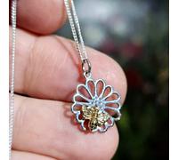 Ciondolo mandala fiore d'ape collana in argento sterling 925 gioielli e confe...