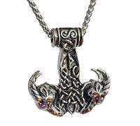 Ciondolo Martello Capra Thor Catena 31" Collana Acciaio Odins Rams Runa Wunjo...
