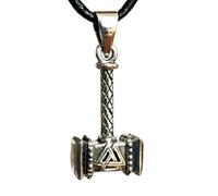 Ciondolo martello di Thor Valknut argento sterling 925 31" corda in pelle Mjo...