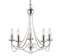 Searchlight Maypole - Sospensione a soffitto a 5 luci multibraccio argento satinato, attacco E14