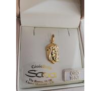 Ciondolo medaglia pendente religiosa unisex volto Gesù in oro giallo 750 18 kt