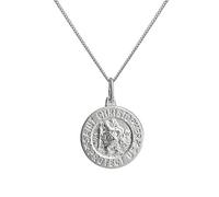 Ciondolo medaglietta satinata con San Cristoforo in argento Sterling con collana di 55,8cm