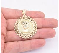 Ciondolo Medaglione Framed Del Volto Di Gesù In Oro Giallo 10K