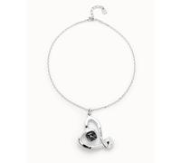 Ciondolo medio placcato argento Sterling e cuore con cristallo sfaccettato BIANCO