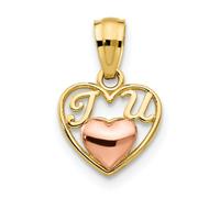 Ciondolo Mini I Love U Per Bambini In Oro Due Toni 14K 14Mm X 9Mm