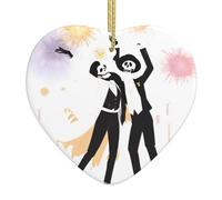 Ciondolo natalizio a forma di cuore in ceramica con scheletro YYHWHJDE in costume sotto i fuochi d'artificio immagine liscia e luminosa per albero di Natale topo decorazione casa e super