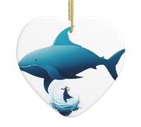 Ciondolo natalizio a forma di cuore in ceramica da appendere HJFCZH Fantasy Life in The Ocean Stampe Decorazione natalizia per albero di Natale supermercato casa