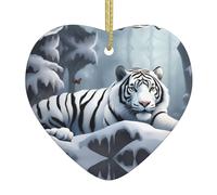 Ciondolo natalizio a forma di cuore in ceramica WHJSSF Biancaneve, stampa liscia e luminosa, per albero di Natale, decorazione per la casa e il supermercato