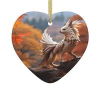 Ciondolo natalizio a forma di cuore in ceramica YYHWHJDE Strange Beasts, liscio e luminoso, per albero di Natale, decorazione per la casa e il supermercato