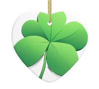 Ciondolo natalizio a forma di cuore in ceramica YYHWHJDE Stroke Clover modello liscio e luminoso per albero di Natale topo albero casa e supermercato decorazione