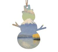 Ciondolo natalizio a forma di pupazzo di neve, in legno, 6 pezzi, alla moda del Monte Fuji in lontananza, decorazione per albero, porte, finestre, tavolo