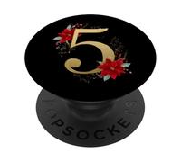 Ciondolo natalizio a forma di stella di Natale con numero cinque PopSockets PopGrip Adesivo