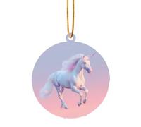 Ciondolo natalizio in acrilico a forma di unicorno che corre, regalo decorativo adatto per decorare un camino o un davanzale