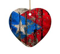 Ciondolo natalizio in ceramica con stampa bandiera di Porto Rico, decorazioni per albero di Natale, ricordo Goliday