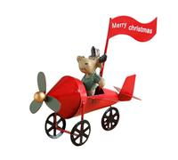 Ciondolo natalizio in ferro retrò con aereo di Babbo Natale in stile antico, per appendere l'albero di Natale, finestra o porta, decorazione natalizia per la casa in stile classico vintage