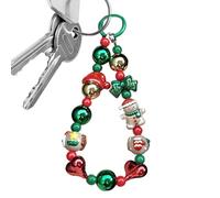 Ciondolo natalizio per telefono, cordino natalizio da 15 cm, in resina di pan di, portachiavi della serie Hristmas, portachiavi con perline di Babbo Natale in stile cartone animato, cinghie da