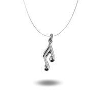 Ciondolo nota musicale bombata in argento 925 e catenina veneziana 45 cm argento rodiato gioiello uomo donna unisex per amanti della musica