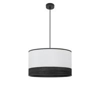 Ciondolo Olga 1xe27 in sofisticata miscela di nero e bianco con finitura in legno nero. Misura 50 x 50 cm, ideale per illuminare e abbellire qualsiasi ambiente moderno. Perfetto per il tuo spazio.