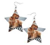 Ciondolo orecchini a forma di stella in pelle artificiale di cane Golden Retriever