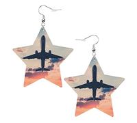 Ciondolo orecchini a forma di stella in pelle artificiale in pvc con cielo al tramonto