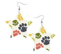 Ciondolo orecchini a forma di stella in pelle artificiale in PVC con di cane colorato carino