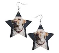 Ciondolo orecchini a forma di stella in pelle artificiale in PVC con simpatico cane Labrador