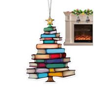 Ciondolo ornamentale a forma di albero di libro, ciondolo a forma di albero di Natale, libreria, impilabile in 2D, per albero di Natale, festival, album