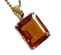 Ciondolo ottagonale sfaccettato giallo in citrino naturale da 13x11 mm, collana rettangolare in argento sterling 925 con catena a maglie da 18 pollici, regalo per ricchezza, successo, felicità,