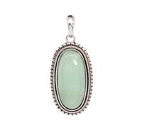 Ciondolo Ovale in Pietra di Cristallo Naturale personalità Creativa Unisex Ciondolo in Fluorite di Cristallo Rosa Gioielli Primavera e Autunno Stile Tuttofare-1 Pezzo, avventurina Verde, Taglia Uni