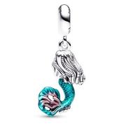 PANDORA Disney Ciondolo con Ariel de La Sirenetta in argento Sterling con zirconia cubica auro boreale trasparente e smalto verde acqua trasparente e ciliegia