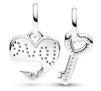 Pandora Ciondoli giocosi in argento Cuore e chiave 793081C01