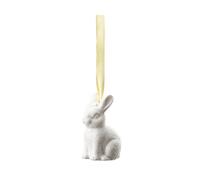 Ciondolo pasquale bianco coniglio seduto, Ø 4,0 cm - h 6,5 cm
