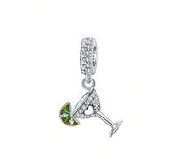 Ciondolo Pendente Charm Con Tazza Di Limone Placcato Argento E Cuore Di Strass Della Serie Di Cibo A Forma Di Palla, Adatto Per Braccialetti Fai-da-te E Gioielli Per Donne Tagli UnicaRame