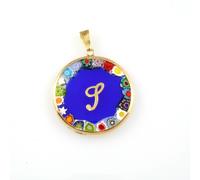 Ciondolo pendente con MURRINA blu e lettera iniziale S in oro giallo18kt 750