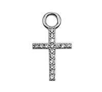 Ciondolo pendente Croce Crocifisso Grande zirconi argento 925 - Collezione Hoops