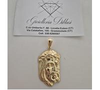 CIONDOLO Pendente MEDAGLIA VOLTO DI GESU' CRISTO ORO GIALLO 18 KARATI 750%/1000
