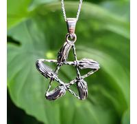 Ciondolo pentacolo manico di scopa Collana in argento sterling 925 Catena...