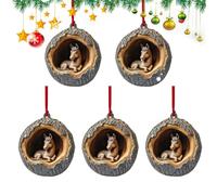 Ciondolo per albero di Natale, decorazione da appendere per albero di Natale, decorazione natalizia in acrilico piatto 2D per albero di Natale, decorazione per albero di Natale, 5 pezzi, per maggio