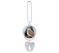 Ciondolo per auto a forma di gufo, ornamento da appendere allo specchietto retrovisore, decorazione per auto per specchietto retrovisore, portachiavi in stile argento