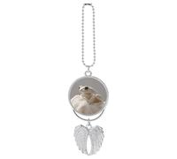 Ciondolo per auto a forma di rana di canna piccola ornamento appeso specchio retrovisore, decorazione automatica per specchietto retrovisore, portachiavi stile argento