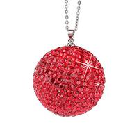 Ciondolo per auto a forma di sfera di cristallo con diamanti per specchietto retrovisore rosso