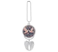 Ciondolo per auto a forma di uccello su ramo, specchietto retrovisore, decorazione automatica per specchietto retrovisore, portachiavi in argento